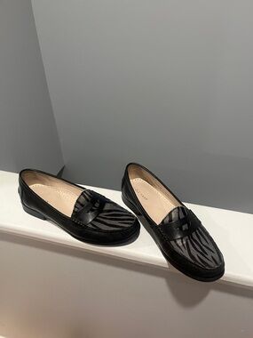 Cole Haan real fur dyed hair calf size 8 Black Zebra-Print Women's Loafers